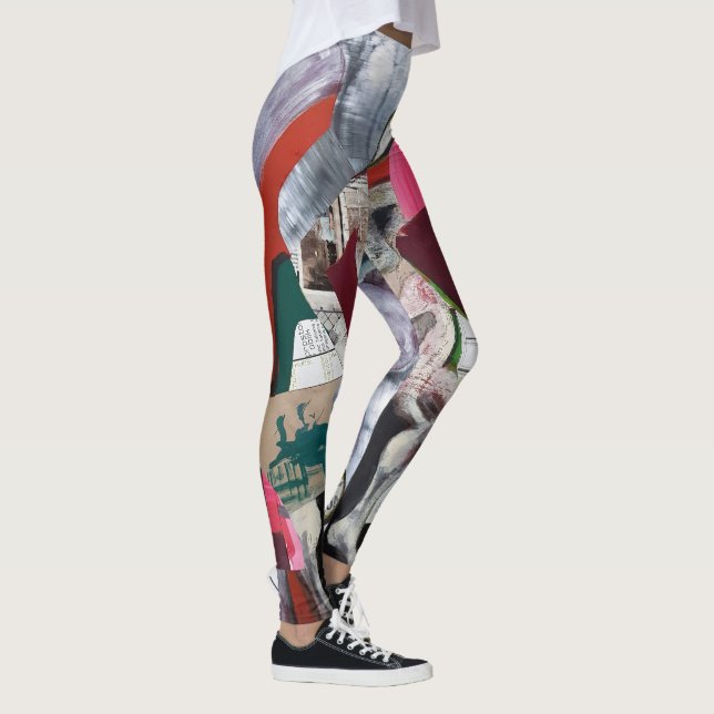 Abstract Art Collage Hand-painted Leggings (Right)