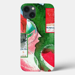abstract art collage, mixed media and watercolor 2 iPhone 13 case