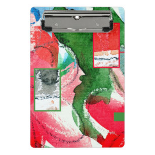 abstract art collage, mixed media and watercolor 2 mini clipboard