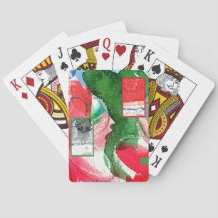 abstract art collage, mixed media and watercolor 2 playing cards