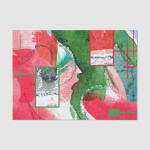 abstract art collage, mixed media and watercolor 2 tissue paper