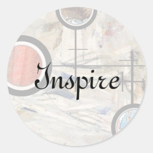 abstract art collage, mixed media and watercolor 3 classic round sticker