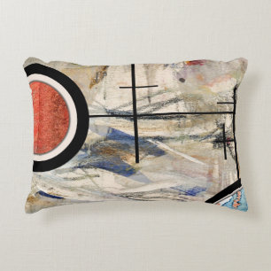 abstract art collage, mixed media and watercolor 3 decorative cushion