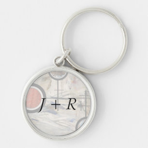abstract art collage, mixed media and watercolor 3 key ring