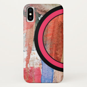 abstract art collage, mixed media and watercolor 4 iPhone x case
