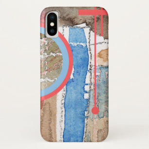 abstract art collage, mixed media and watercolor 5 iPhone x case