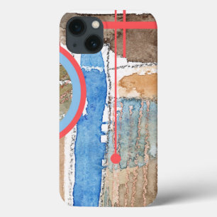 abstract art collage, mixed media and watercolor 5 iPhone 13 case