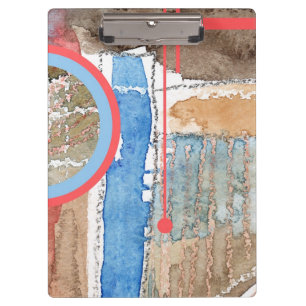 abstract art collage, mixed media and watercolor 5 clipboard
