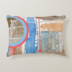 abstract art collage, mixed media and watercolor 5 decorative cushion