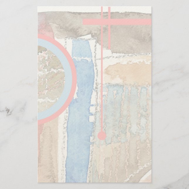 abstract art collage, mixed media and watercolor 5 stationery (Front)