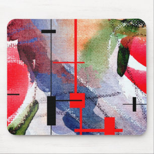 abstract art collage, mixed media and watercolor mouse mat