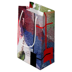 abstract art collage, mixed media and watercolor small gift bag