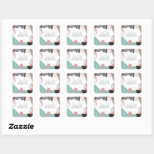 Abstract Art Collage Return Address Customised Square Sticker