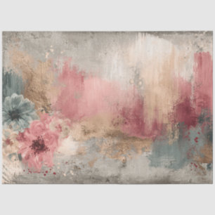 Abstract Art College Distressed Florals Decoupage Tissue Paper