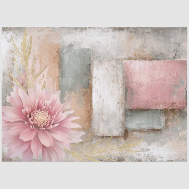 Abstract Art College Distressed Florals Decoupage Tissue Paper (Front)