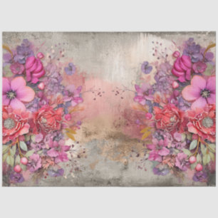 Abstract Art College Distressed Florals Decoupage Tissue Paper