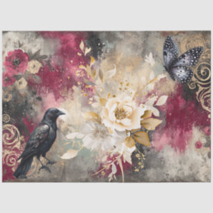 Abstract Art College Distressed Florals Decoupage Tissue Paper