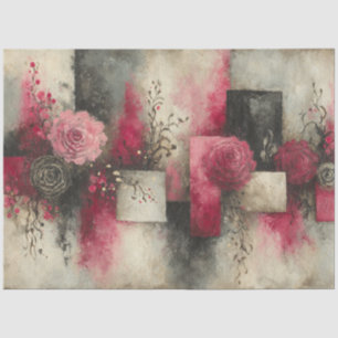 Abstract Art College Distressed Florals Decoupage Tissue Paper