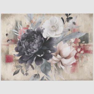 Abstract Art College Distressed Florals Decoupage Tissue Paper
