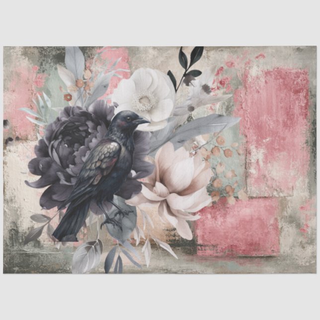 Abstract Art College Distressed Florals Decoupage Tissue Paper (Front)