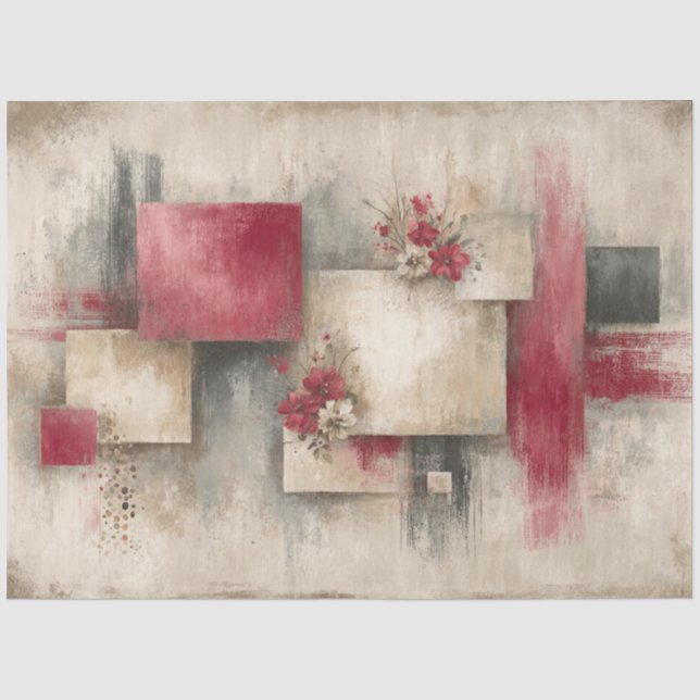 Abstract Art College Distressed Florals Decoupage Tissue Paper (Front)