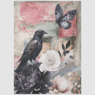 Abstract Art College Distressed Florals Decoupage Tissue Paper