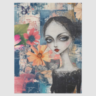 Abstract Art College Floral Goth Girl Butterfly Tissue Paper