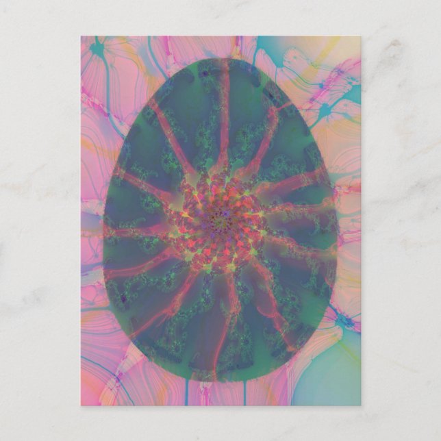 Abstract Art Colourful Egg Amber Jade Blue Pink Re Holiday Postcard (Front)