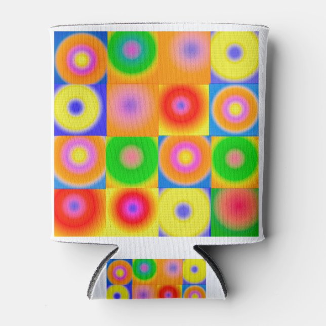 Abstract Art Colourful Happy Can Cooler (Front)
