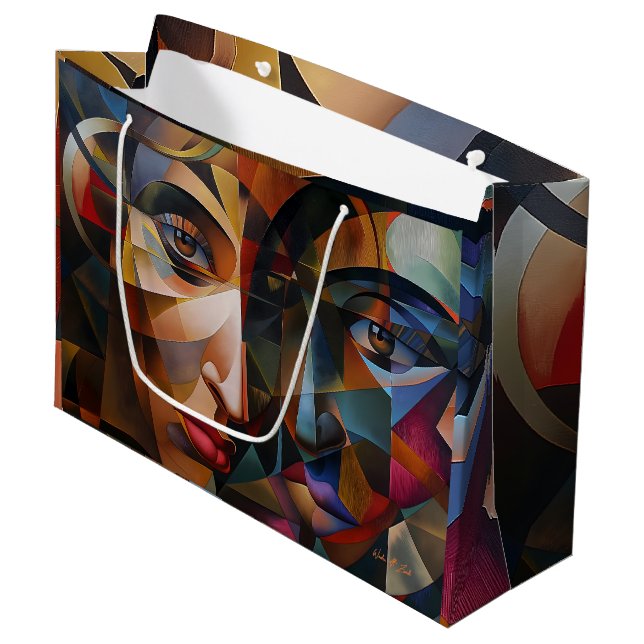 Abstract art colourful large gift bag (Front Angled)