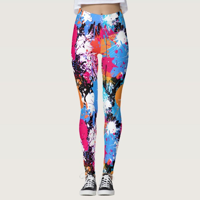 Abstract Art - Colourful Leggings - Paint Splash (Front)