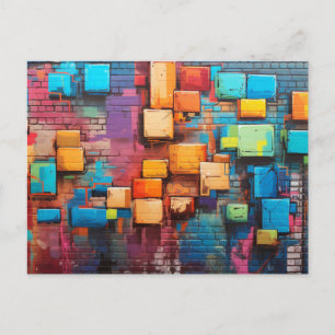 Abstract Art Colourful Mural on Mural Postcard