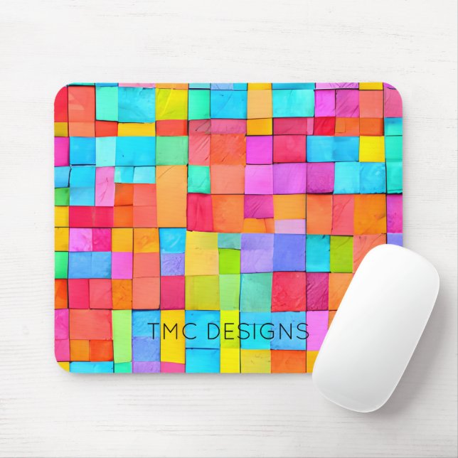 Abstract Art Colourful NAME Office Home School Fun Mouse Mat (With Mouse)