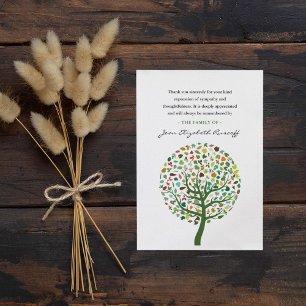 Abstract Art Colourful Tree Funeral Thank You Card