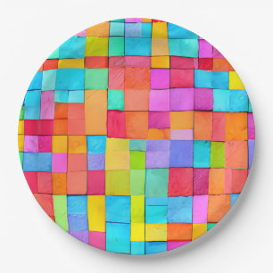 Abstract Art Colourful Watercolor Artisan Fun Paper Plate