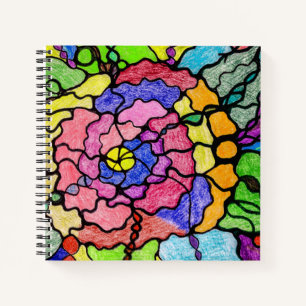 Abstract Art Colourful Wonderful Flower Notebook