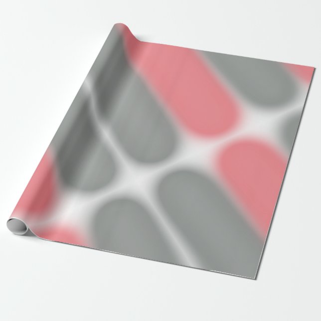 Abstract Art Coral Pink Grey Pattern Wrapping Paper (Unrolled)
