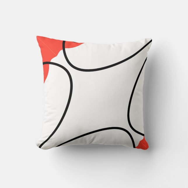 Abstract Art Coral Red Black White Cushion (Front)