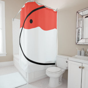 Abstract Art Coral Red Black White Minimalism Shower Curtain