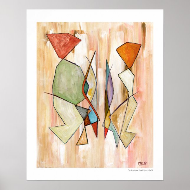 Abstract Art Couple Geometric Lines Colorful Block Poster (Front)