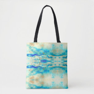 Abstract art cream blue turquoise classy tote bag