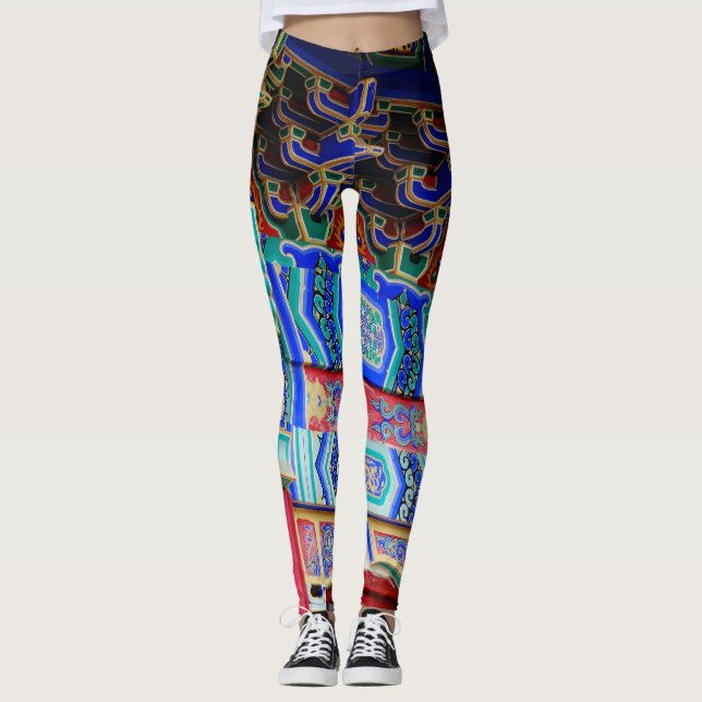 Abstract Art Created by Classic Asian Design in Leggings (Front)
