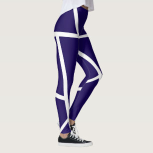 Abstract Art Dark Blue White Minimalism Leggings