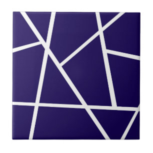 Abstract Art Dark Blue White Minimalism Tile