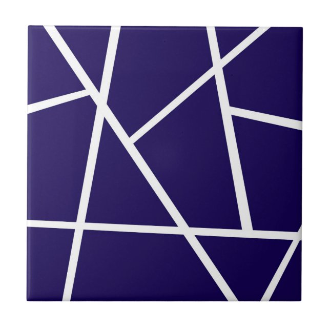 Abstract Art Dark Blue White Minimalism Tile (Front)