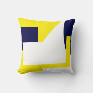 Abstract Art Dark Blue Yellow White Cushion
