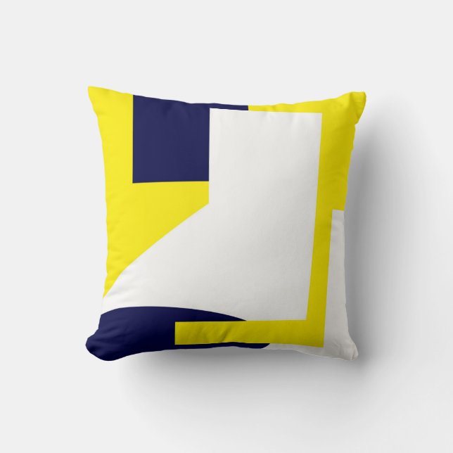 Abstract Art Dark Blue Yellow White Cushion (Front)