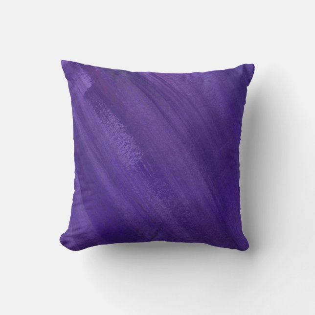 Abstract art dark purple ultraviolet brushed cushion (Front)