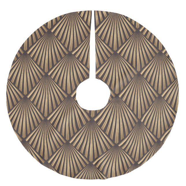 Abstract Art Deco: Gold Elegance. Brushed Polyester Tree Skirt (Front)