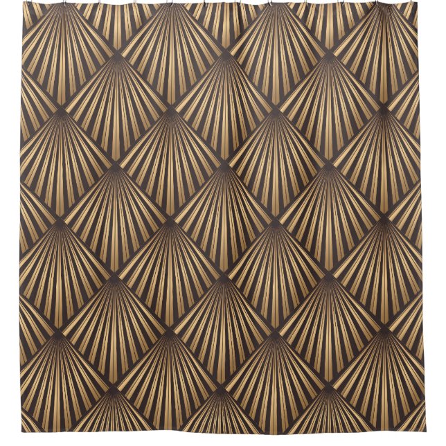 Abstract Art Deco: Gold Elegance. Shower Curtain (Front)